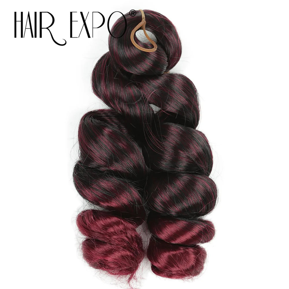 3PCS French Curls Braiding Hair Extensions Synthetic Loose Deep Wave Crochet Braids Pre Stretched Spiral Curly Hair for Women
