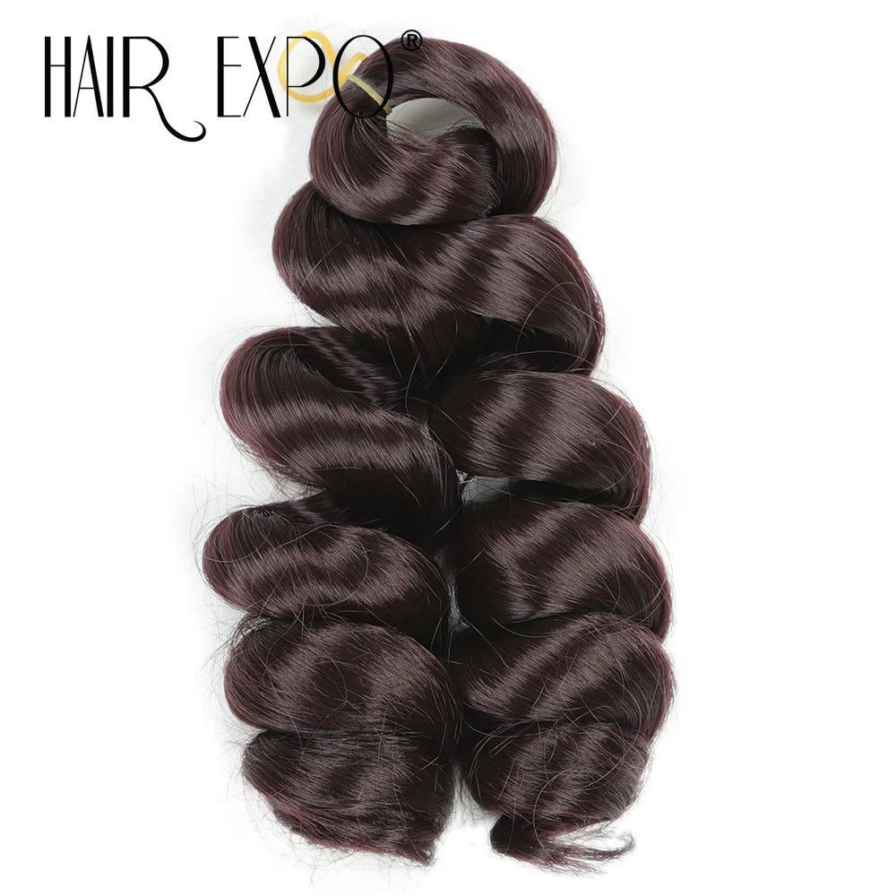 3PCS French Curls Braiding Hair Extensions Synthetic Loose Deep Wave Crochet Braids Pre Stretched Spiral Curly Hair for Women