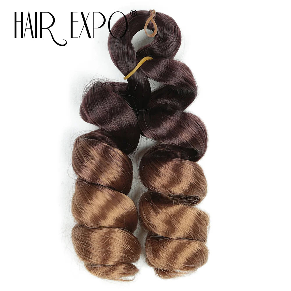3PCS French Curls Braiding Hair Extensions Synthetic Loose Deep Wave Crochet Braids Pre Stretched Spiral Curly Hair for Women