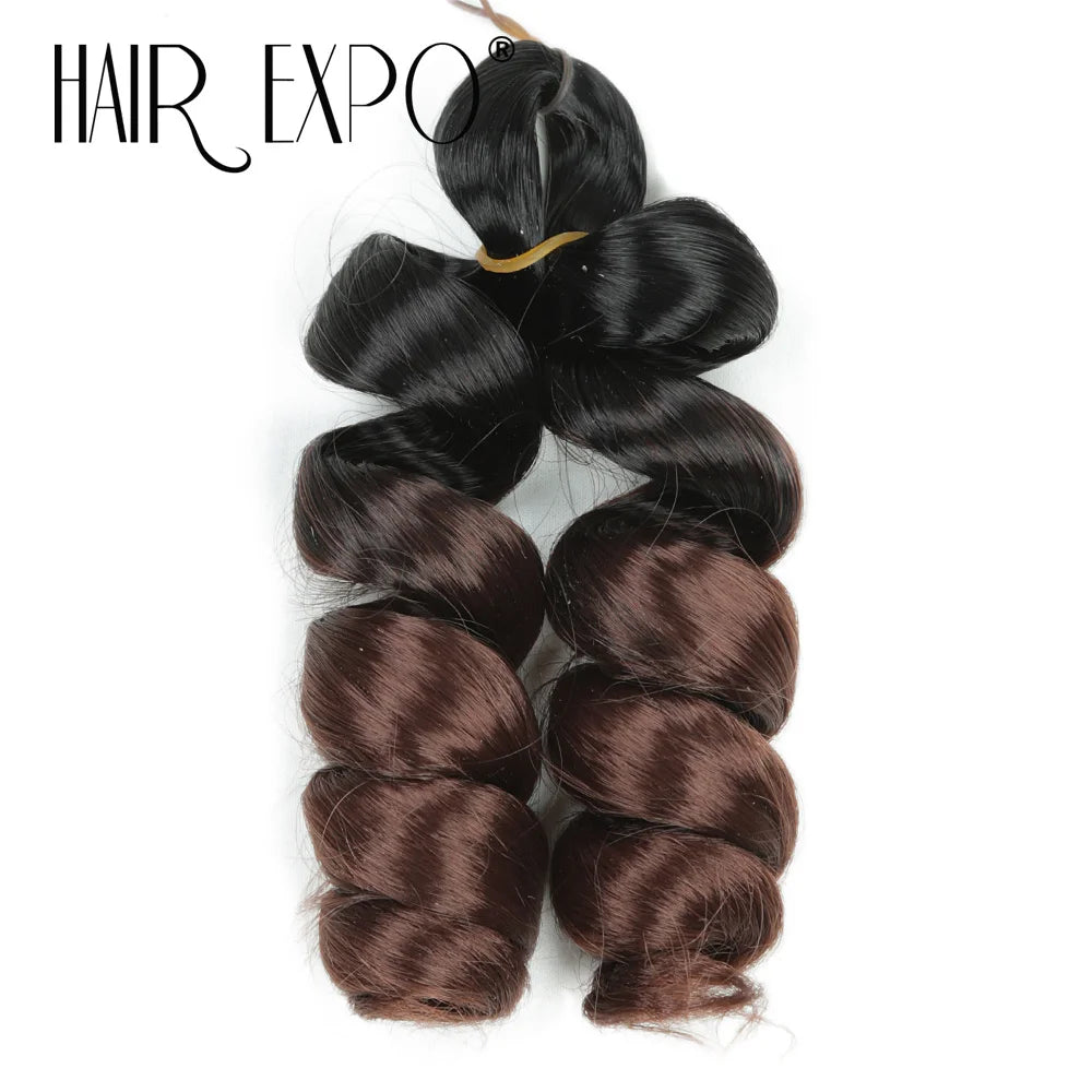 3PCS French Curls Braiding Hair Extensions Synthetic Loose Deep Wave Crochet Braids Pre Stretched Spiral Curly Hair for Women