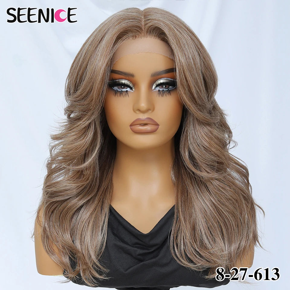 Synthetic Body Wave Lace Front Wig Hair Layered Baby Hair Bob Wig Synthetic Hair Wig 18" Cosplay Wig