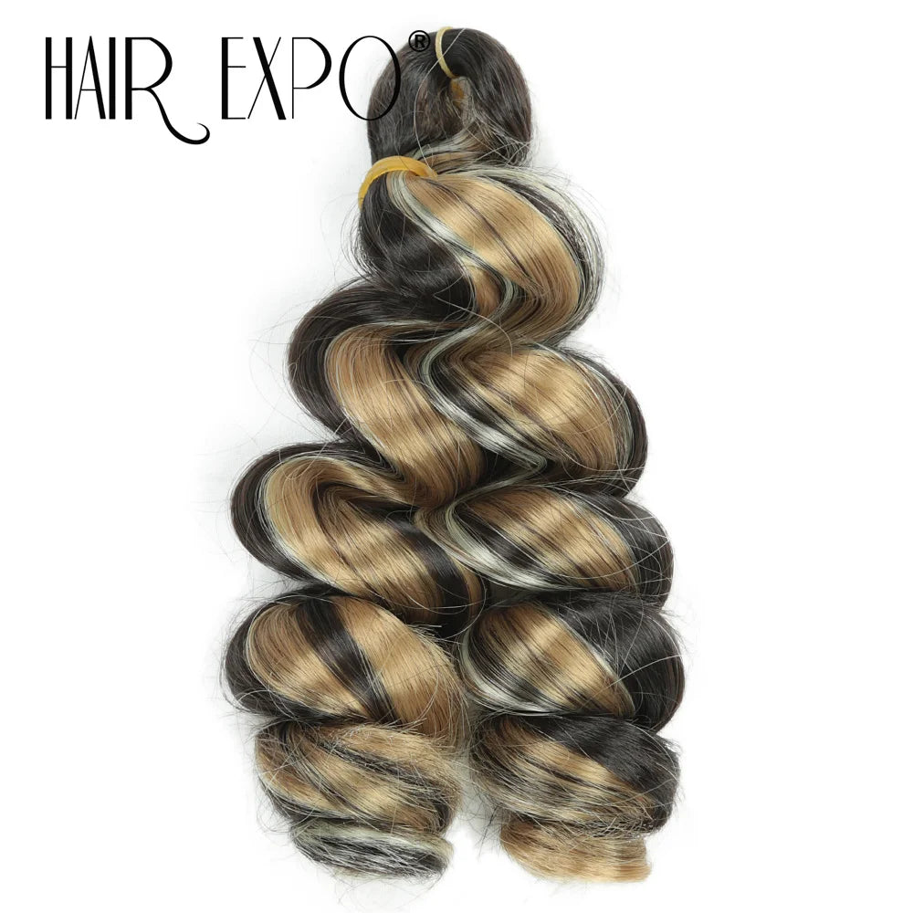 3PCS French Curls Braiding Hair Extensions Synthetic Loose Deep Wave Crochet Braids Pre Stretched Spiral Curly Hair for Women