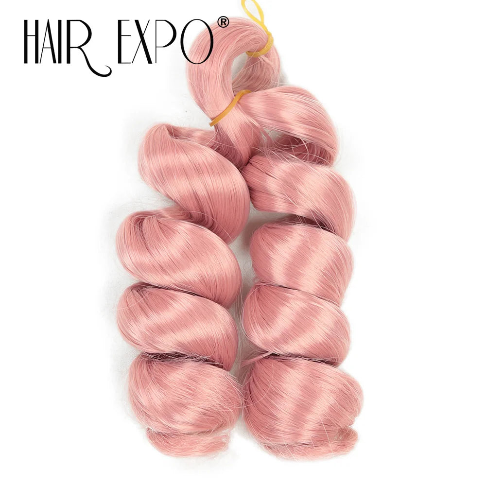 3PCS French Curls Braiding Hair Extensions Synthetic Loose Deep Wave Crochet Braids Pre Stretched Spiral Curly Hair for Women