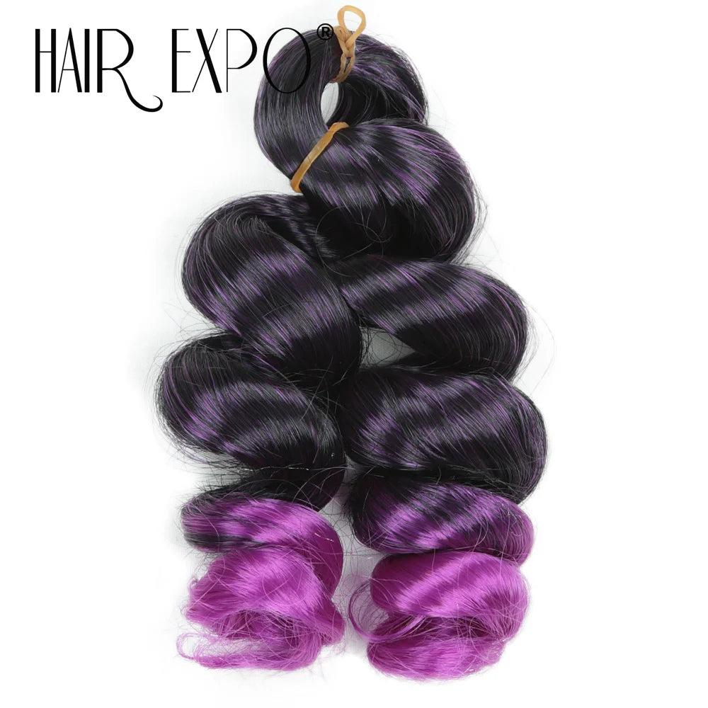 3PCS French Curls Braiding Hair Extensions Synthetic Loose Deep Wave Crochet Braids Pre Stretched Spiral Curly Hair for Women