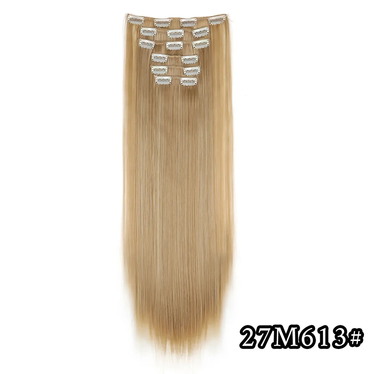 Hair Extensions 24"/60cm 6pcs/set Women Long Straight Synthetic Full Head Clip 16 Clips Black, Blonde, Ombre Heat Resistant Fiber Hair