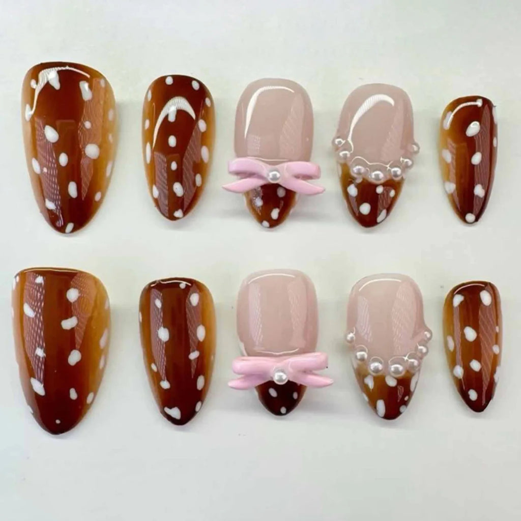 24pcs Pink Flower Almond Press on Nails Kawaii False Nails & More (36 Options) (B)
