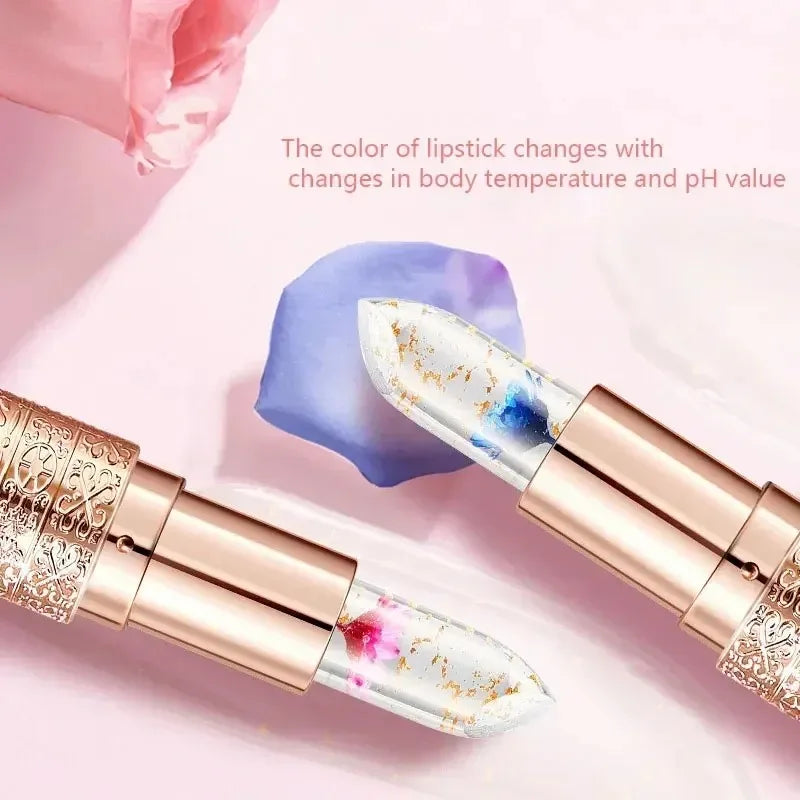 Temperature Color Changing Women Flower Lipstick Moisturizing Crystal Jelly Pearlescent Lip Balm Cosmetic