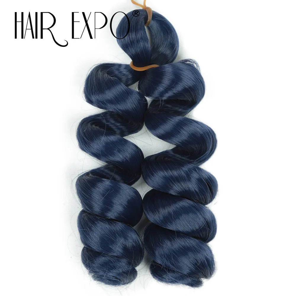 3PCS French Curls Braiding Hair Extensions Synthetic Loose Deep Wave Crochet Braids Pre Stretched Spiral Curly Hair for Women