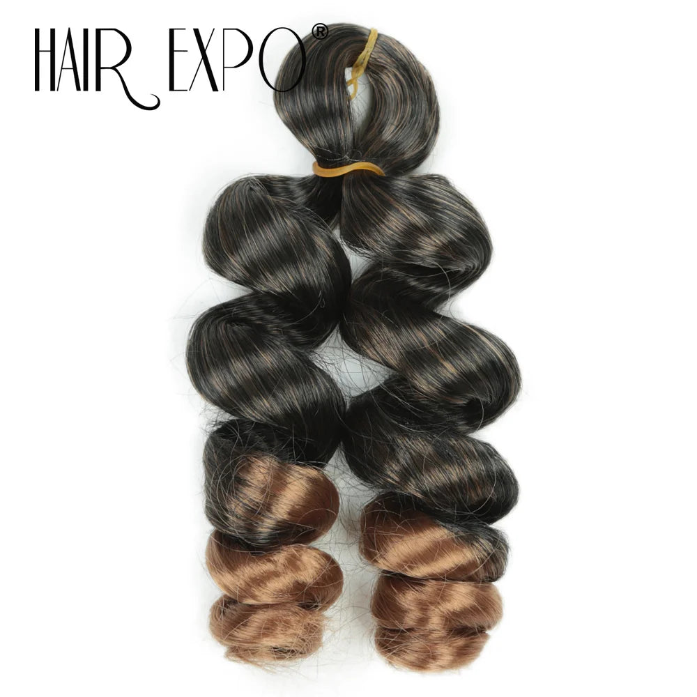 3PCS French Curls Braiding Hair Extensions Synthetic Loose Deep Wave Crochet Braids Pre Stretched Spiral Curly Hair for Women