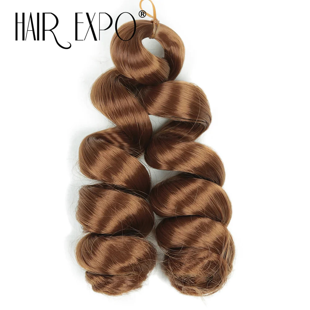 3PCS French Curls Braiding Hair Extensions Synthetic Loose Deep Wave Crochet Braids Pre Stretched Spiral Curly Hair for Women