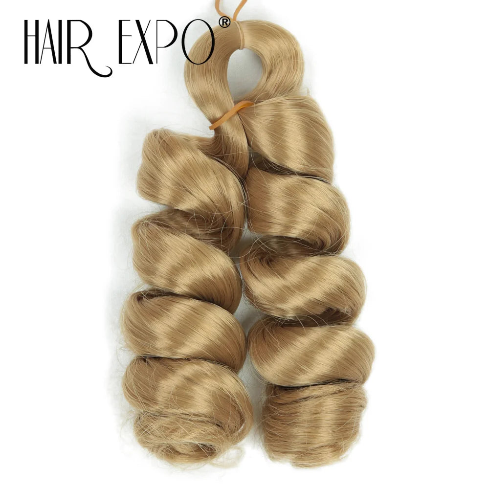 3PCS French Curls Braiding Hair Extensions Synthetic Loose Deep Wave Crochet Braids Pre Stretched Spiral Curly Hair for Women