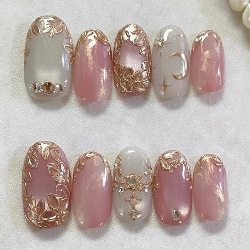 24pcs Glitter Cat Eye Fake Nails & More (25 Options) (C)