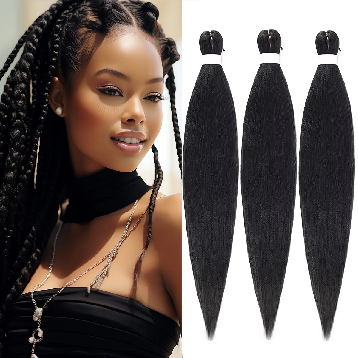 Pre Stretched Synthetic Braiding Hair 3Pcs for Professional Braiding Hair Extensions  Crochet Braid