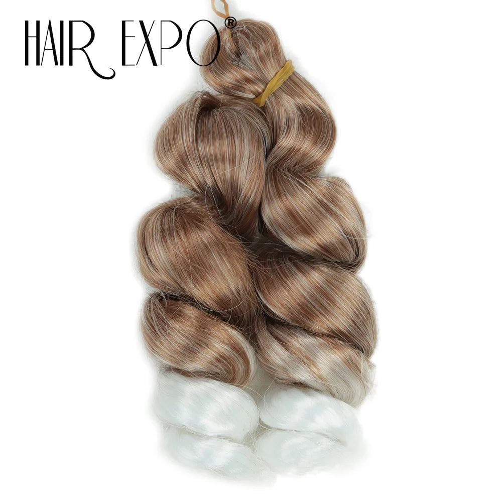 3PCS French Curls Braiding Hair Extensions Synthetic Loose Deep Wave Crochet Braids Pre Stretched Spiral Curly Hair for Women