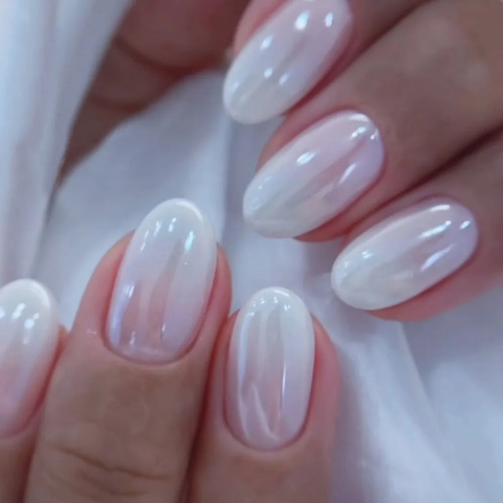 24Pcs Short Oval Head Blush Pink Press on Nails Almond Nails Wearable Acrylic Full Cover Nail Tips with Glue (38 Options)