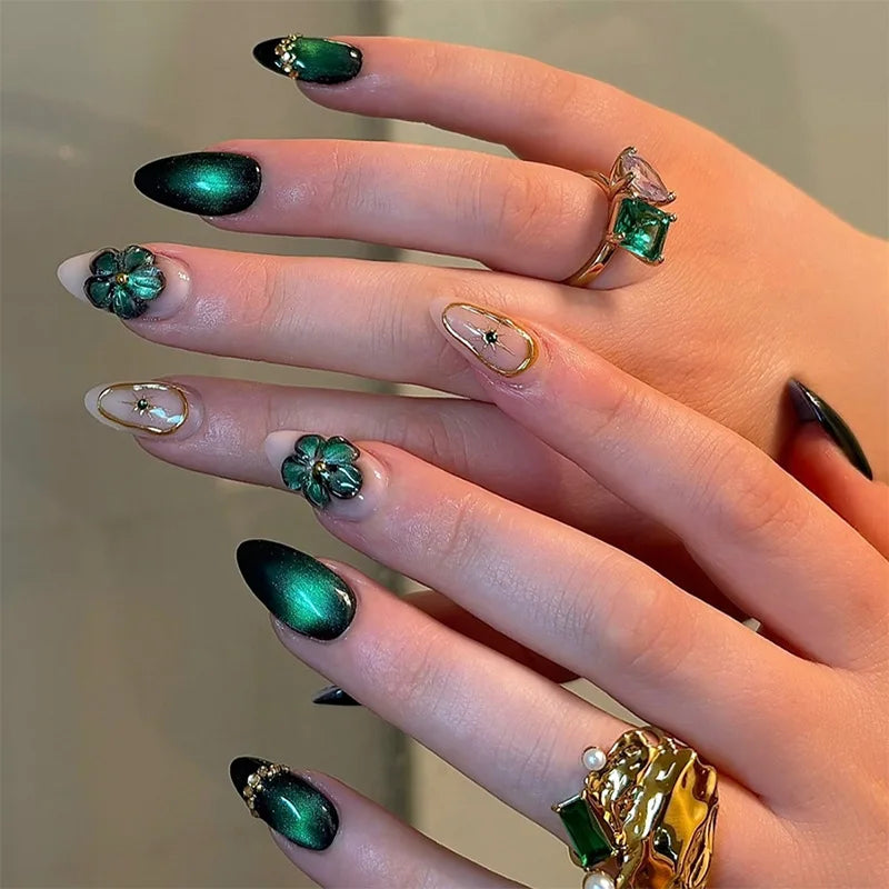 24pcs Glitter Cat Eye Fake Nails & More (25 Options) (C)