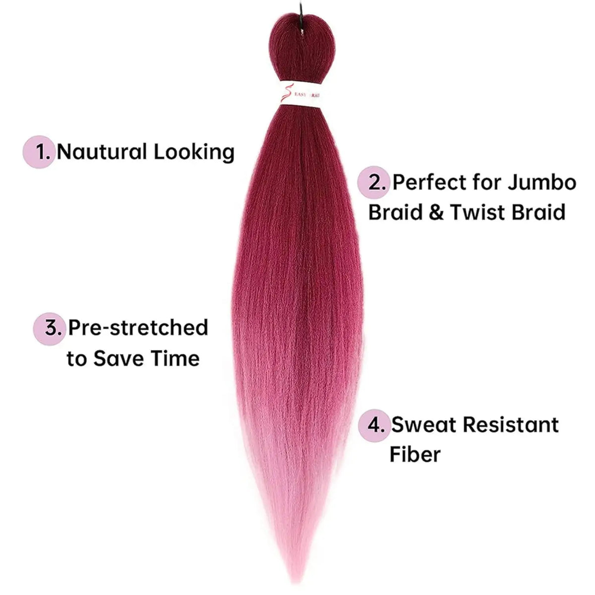 Synthetic Pre Stretched Braiding Hair Light Pink Braiding Hair Yaki Texture Hot Water Setting Professional Braids Hair 24 Inches