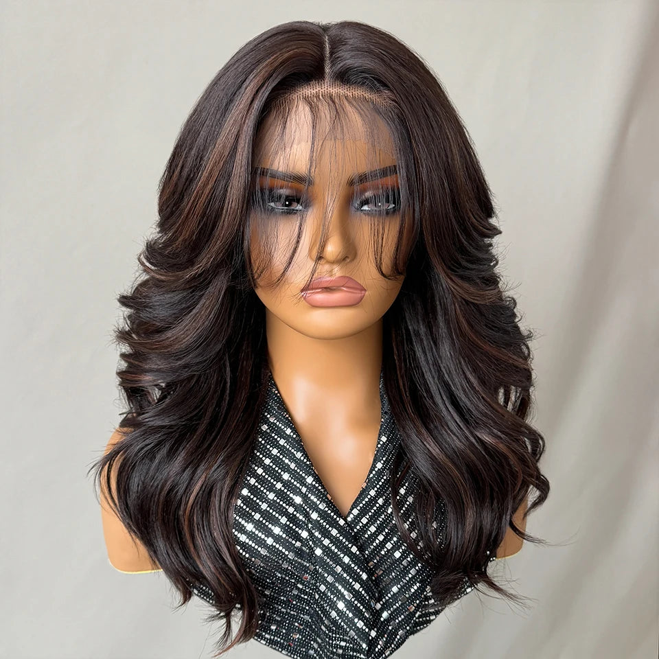 Synthetic Body Wave Lace Front Wig Hair Layered Baby Hair Bob Wig Synthetic Hair Wig 18" Cosplay Wig