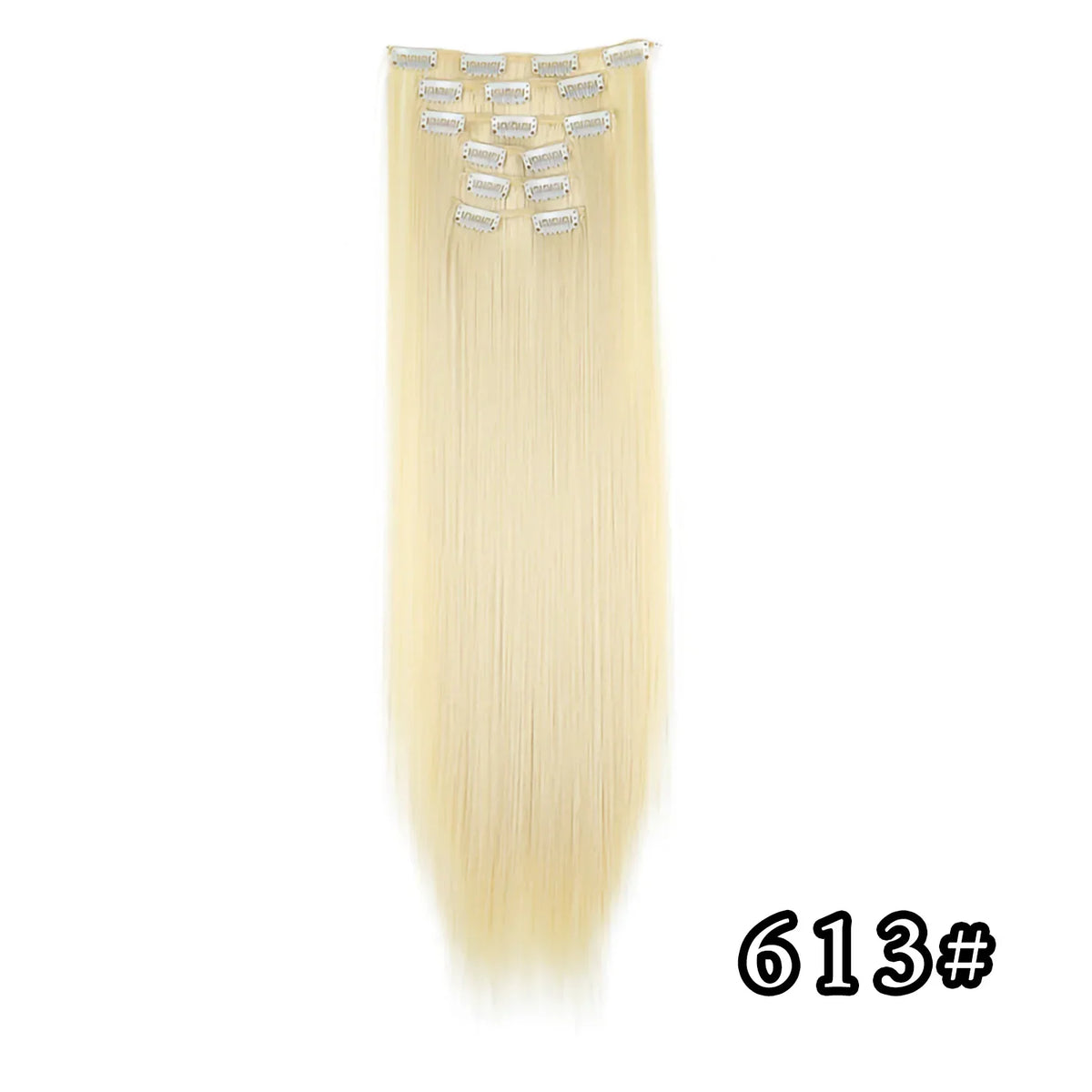 Hair Extensions 24"/60cm 6pcs/set Women Long Straight Synthetic Full Head Clip 16 Clips Black, Blonde, Ombre Heat Resistant Fiber Hair