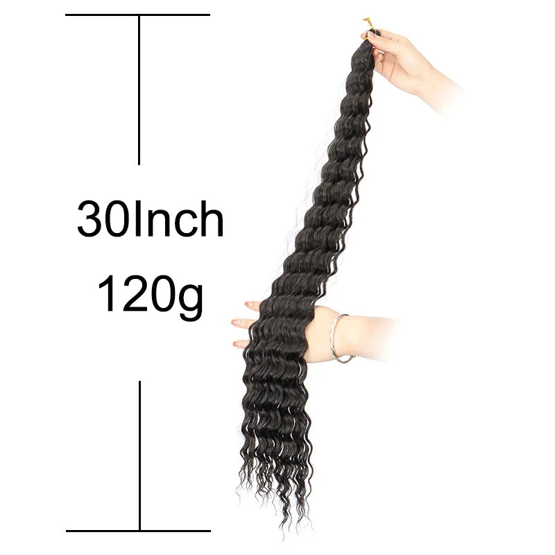 30Inch Synthetic Long Curly Braiding Hair Extension Crochet Hair for Black Women Long Deep Wave Wet and Wavy Braiding Hair