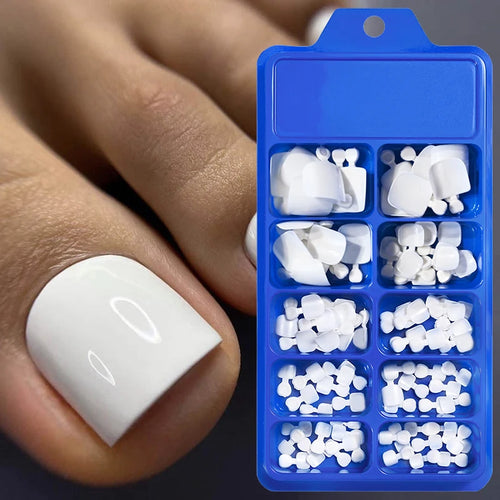 100Pcs White Short Square False Toenails Press On Full Cover Tips Pure Color Acrylic Artificial (13 Options)