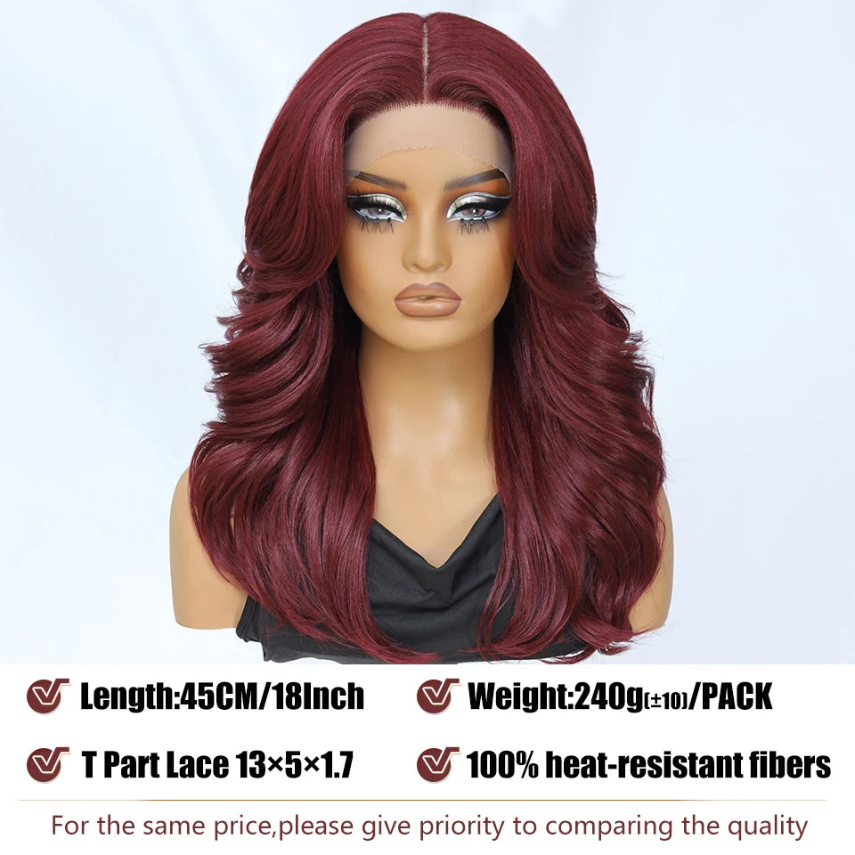 Synthetic Body Wave Lace Front Wig Hair Layered Baby Hair Bob Wig Synthetic Hair Wig 18" Cosplay Wig