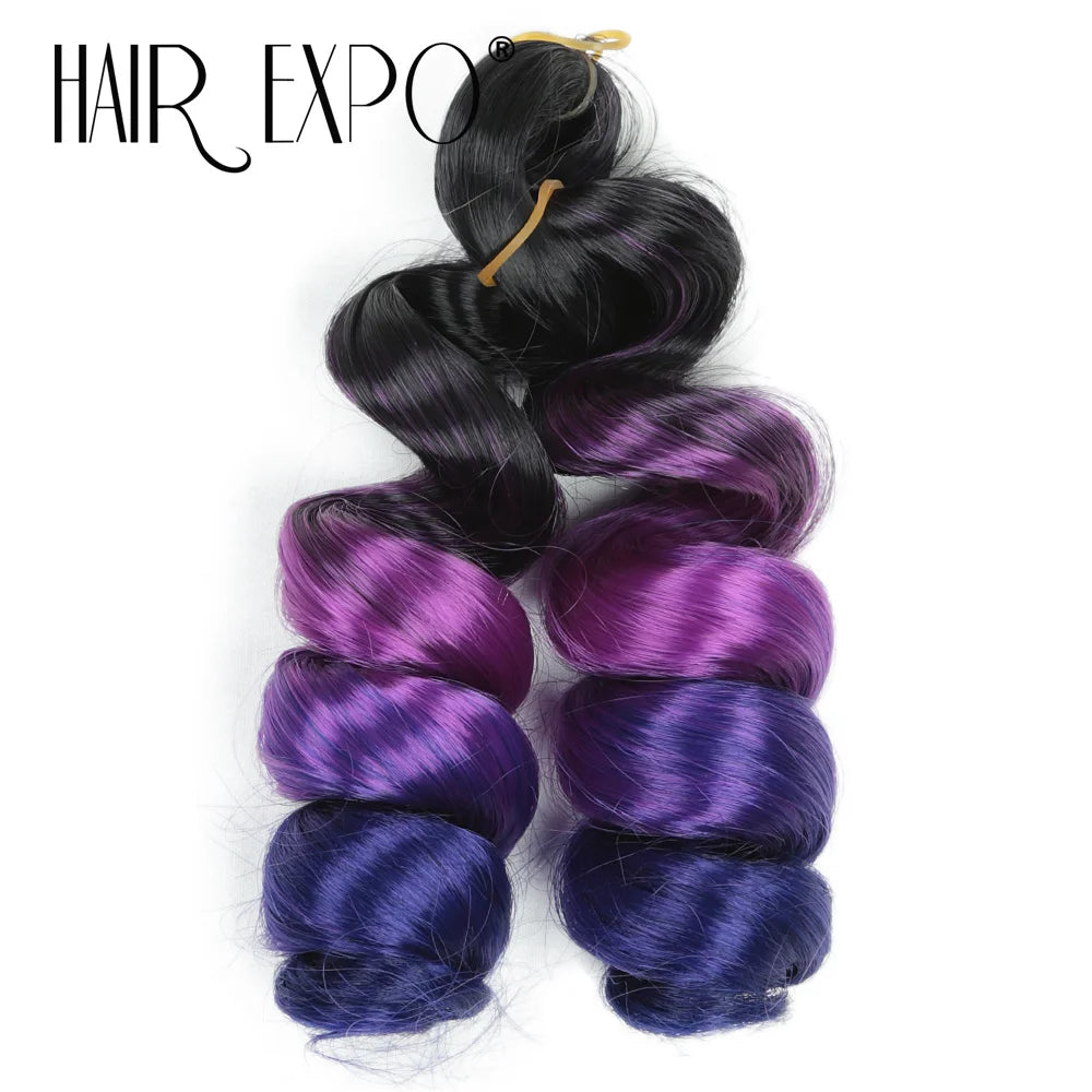 3PCS French Curls Braiding Hair Extensions Synthetic Loose Deep Wave Crochet Braids Pre Stretched Spiral Curly Hair for Women