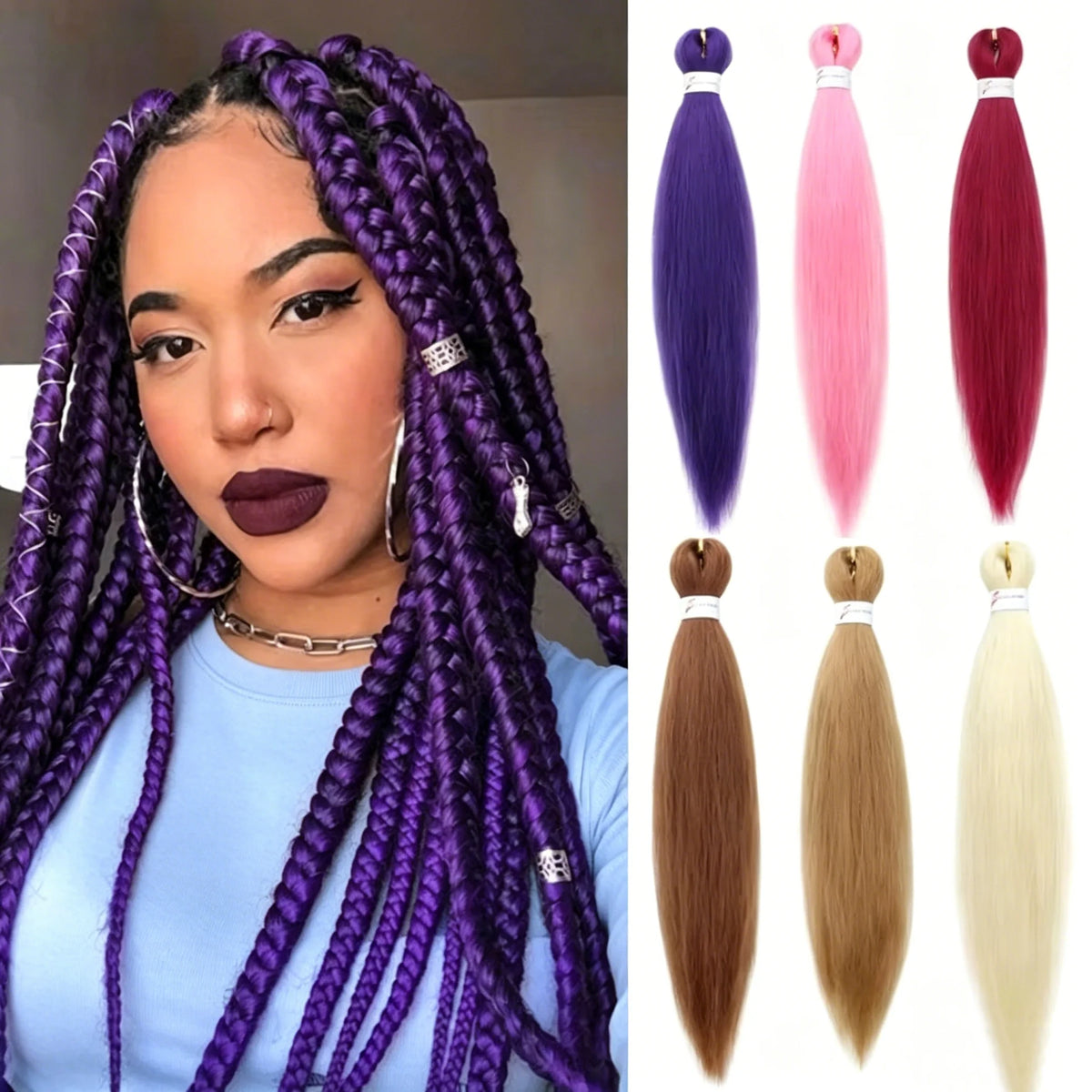 Synthetic  Braiding Hair Pre Stretched 20Inch Hair Extension Jumbo Braids Hair For Crochet Passion Twist Hair 1Pcs