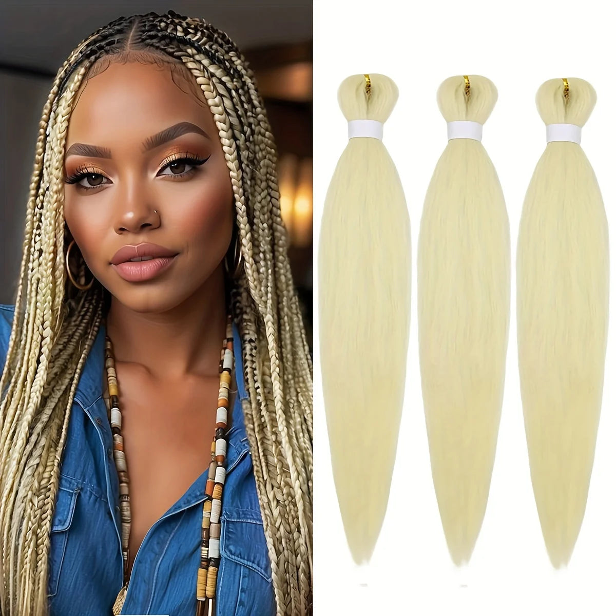 Pre Stretched Synthetic Braiding Hair 3Pcs for Professional Braiding Hair Extensions  Crochet Braid