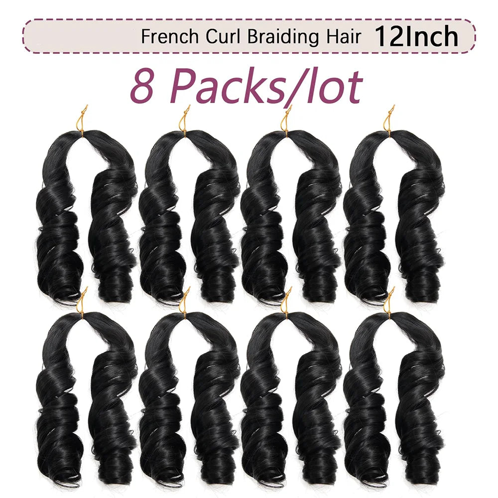 French Curls Braiding Hair 12/16/24Inch Synthetic Spiral Curls Braids Hair Extensions For Women Pre Stretched Loose Wave