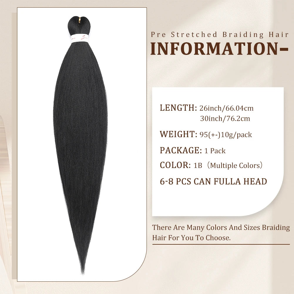 Pre-stretched Synthetic Braiding Hair Ombre Professional Easy  Hot Water Setting Soft  Crochet Braid Hair  Extensions