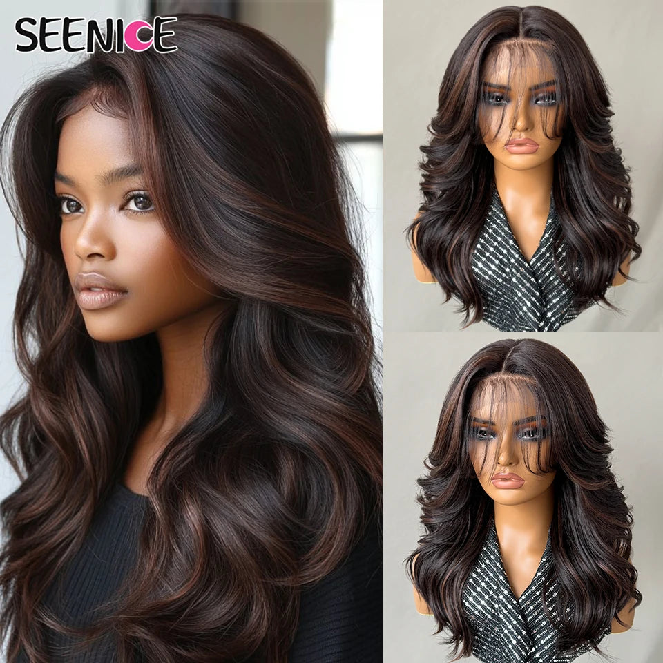 Synthetic Body Wave Lace Front Wig Hair Layered Baby Hair Bob Wig Synthetic Hair Wig 18" Cosplay Wig