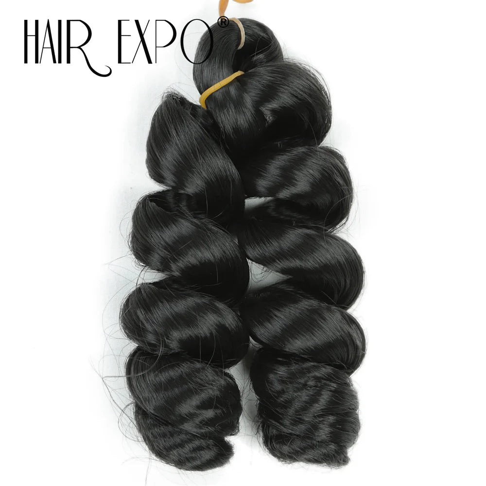 3PCS French Curls Braiding Hair Extensions Synthetic Loose Deep Wave Crochet Braids Pre Stretched Spiral Curly Hair for Women
