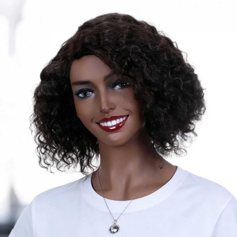 Short Bob HD Lace Front Wig Glueless 100% Human Hair T Part Wig Curly Water Wave Pre Plucked Hairline With Baby Hair Bleached Kn
