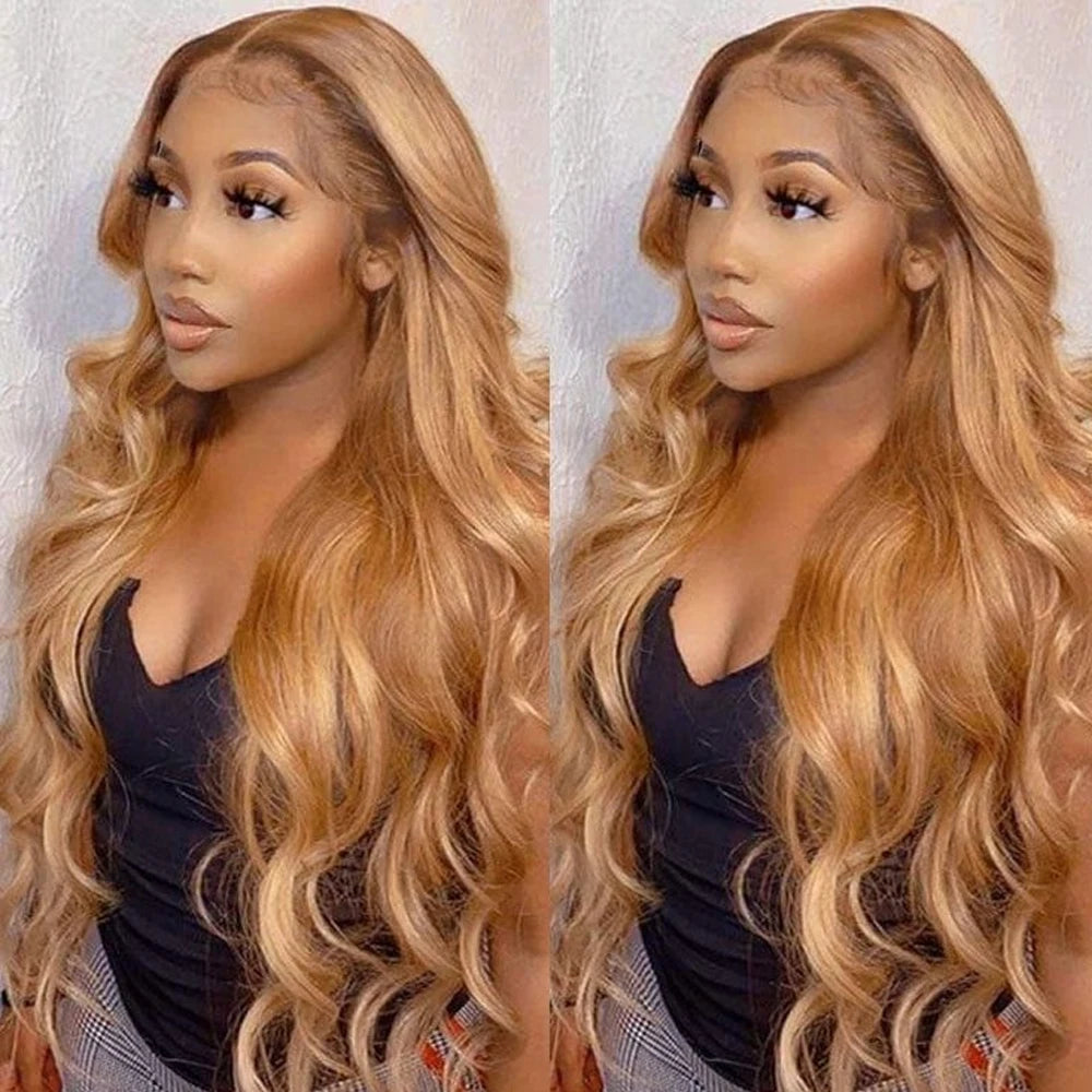 Honey Blonde 13x6 HD Lace Front Wig Synthetic Body Wave Lace Frontal Wigs Pre Plucked 30# Honey Blonde Wig