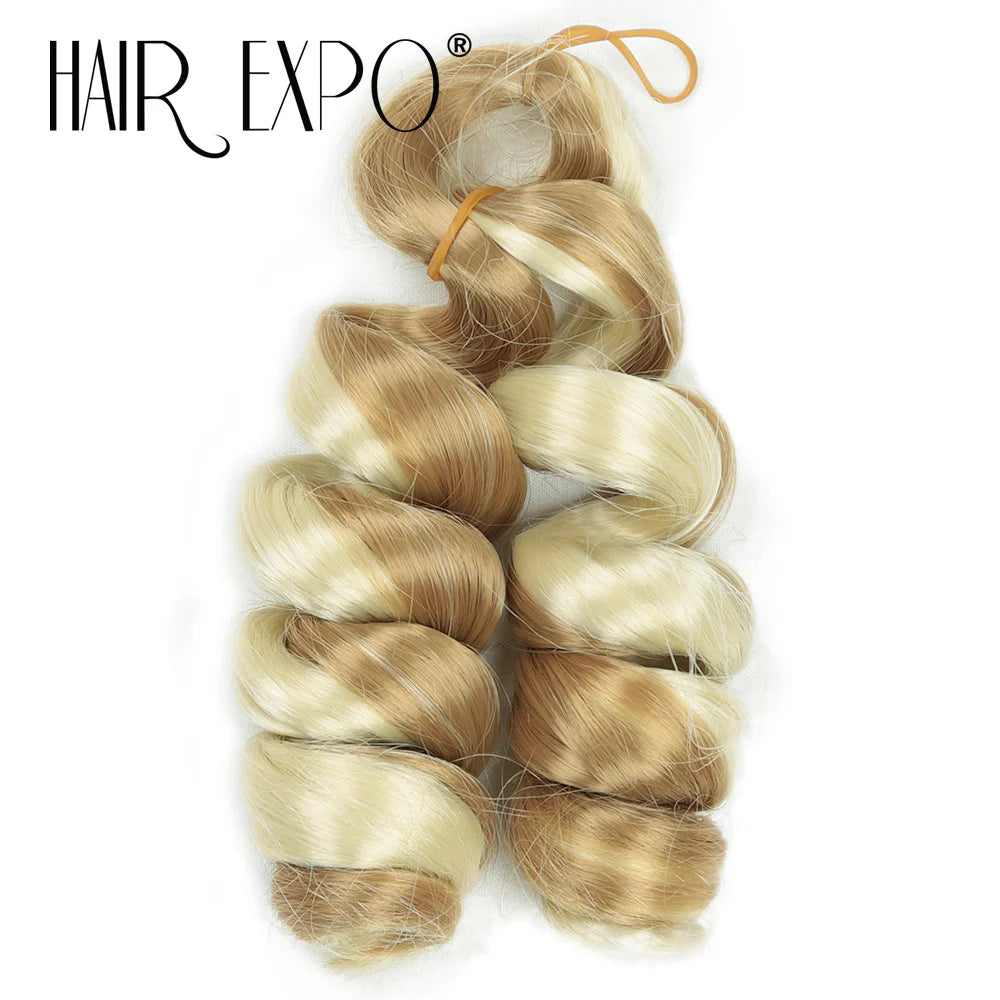 3PCS French Curls Braiding Hair Extensions Synthetic Loose Deep Wave Crochet Braids Pre Stretched Spiral Curly Hair for Women