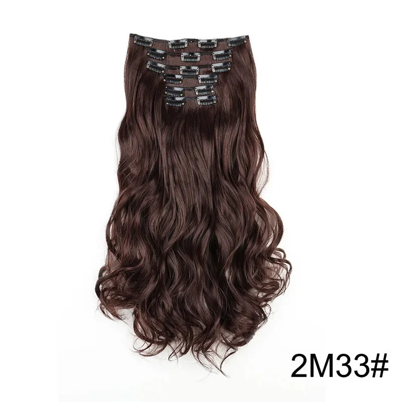 Hair Extensions 24"/60cm 6pcs/set Women Long Straight Synthetic Full Head Clip 16 Clips Black, Blonde, Ombre Heat Resistant Fiber Hair