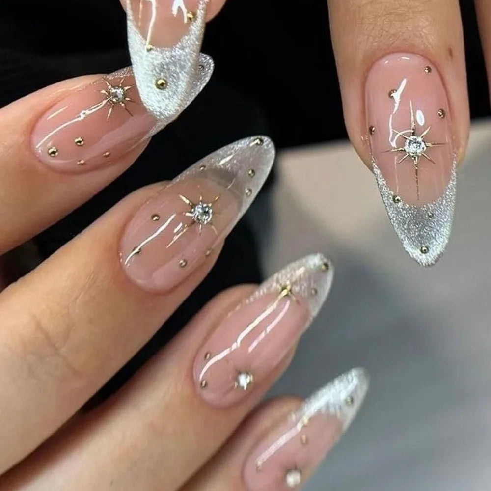 3D Acrylic False Nails Almond Medium Press on Fake Nails & More (37 Options)