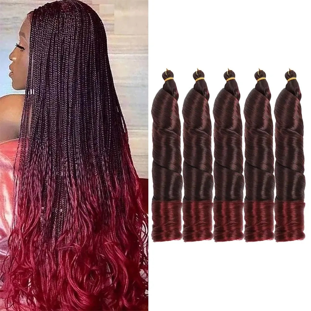 3 & 5 Packs 24Inch Synthetic French Curls Crochet Hair Pre-Stretched Loose Wave Braiding Hair Ombre Loose Curly Braid