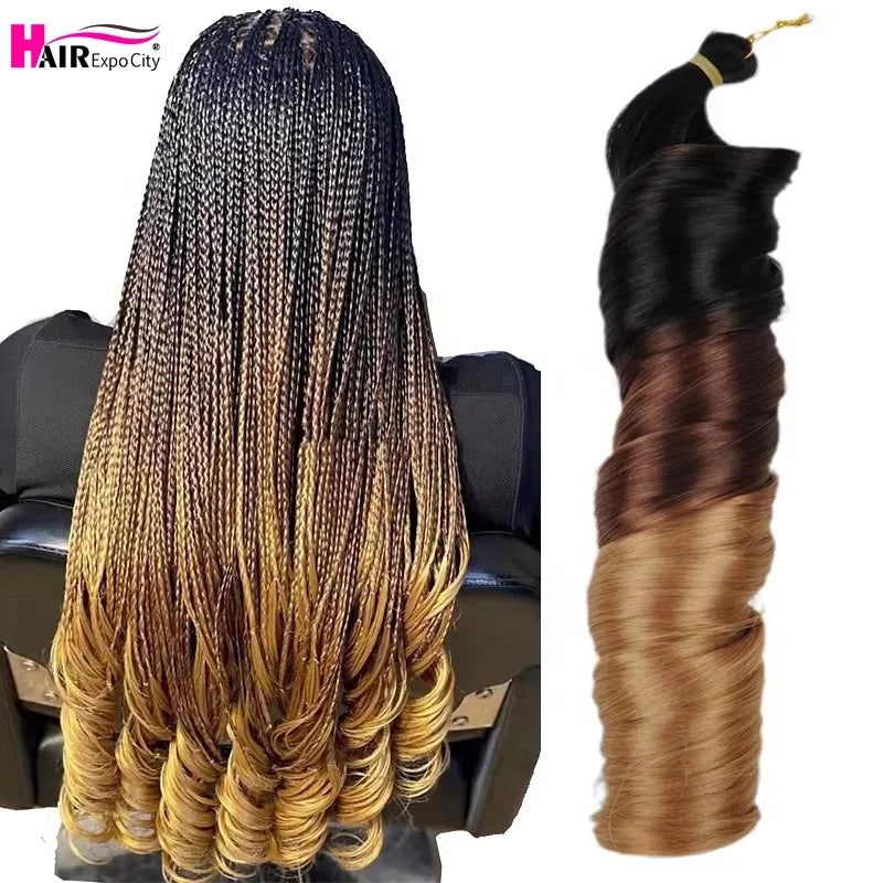 French Curls Braiding Hair Synthetic Spiral Curls For Women Pre Stretched Loose Wave Crochet Hair Extensions Hair Expo City