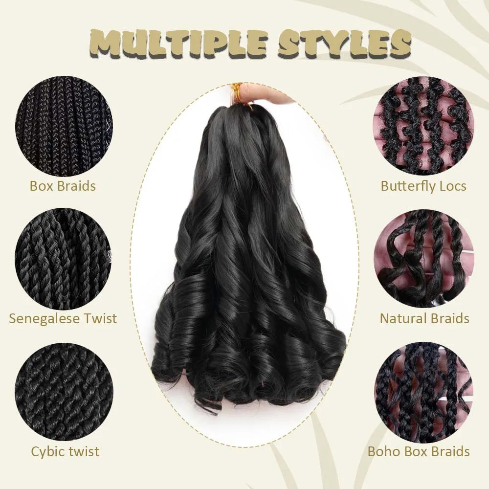 3 & 5 Packs 24Inch Synthetic French Curls Crochet Hair Pre-Stretched Loose Wave Braiding Hair Ombre Loose Curly Braid