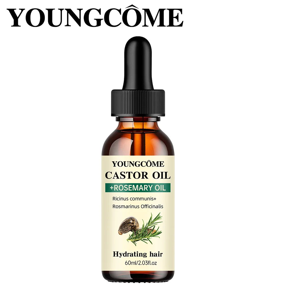Castor Oil and Rosemary Oil for Hair Growth Mix Enhances hair thickness and Shine, Reduce Hair Loss and Split Ends Hair Care Oil