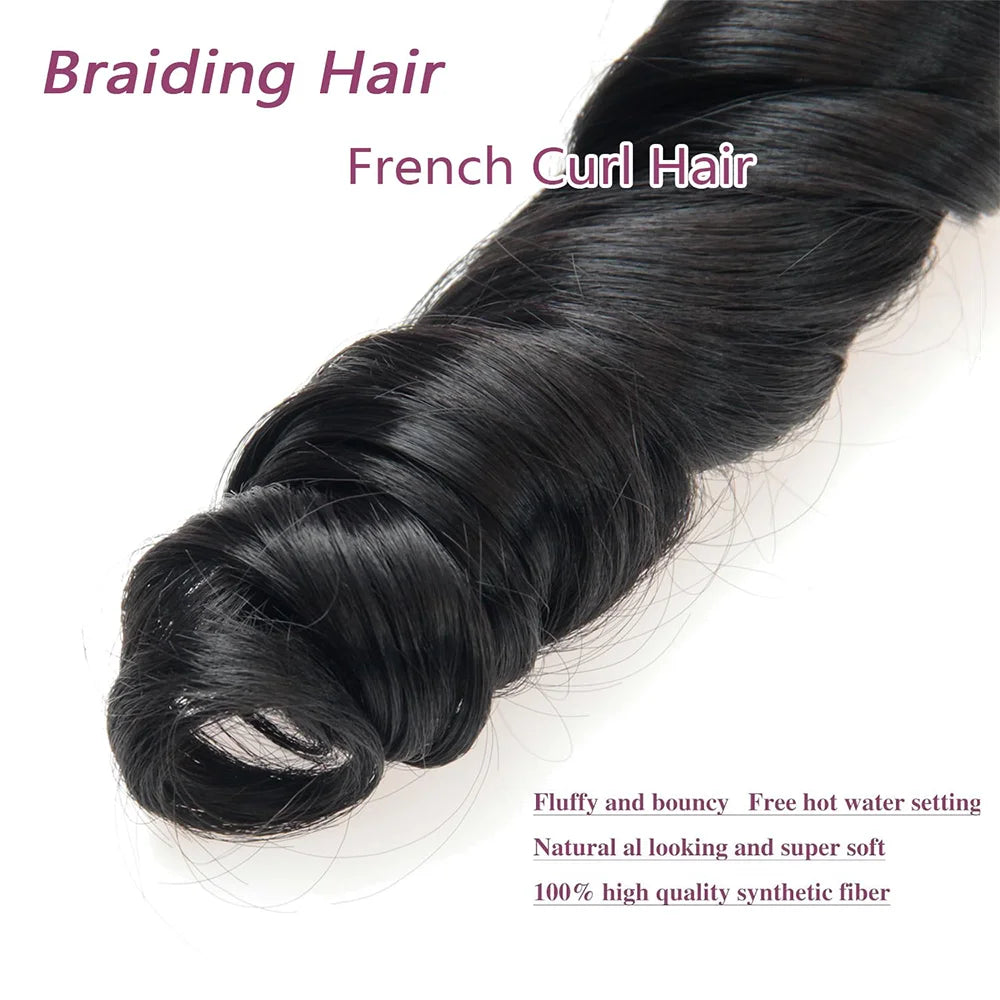French Curls Braiding Hair 12/16/24Inch Synthetic Spiral Curls Braids Hair Extensions For Women Pre Stretched Loose Wave