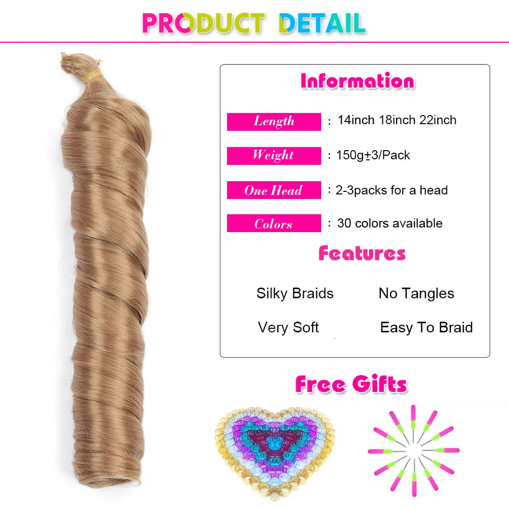 French Curls Braiding Hair Synthetic Spiral Curls For Women Pre Stretched Loose Wave Crochet Hair Extensions Hair Expo City