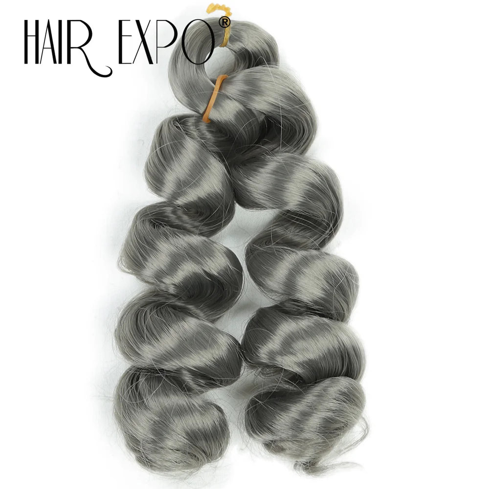 3PCS French Curls Braiding Hair Extensions Synthetic Loose Deep Wave Crochet Braids Pre Stretched Spiral Curly Hair for Women