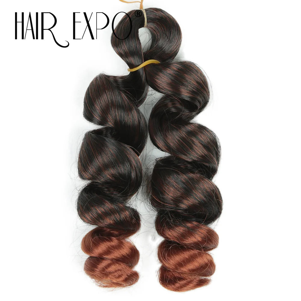3PCS French Curls Braiding Hair Extensions Synthetic Loose Deep Wave Crochet Braids Pre Stretched Spiral Curly Hair for Women