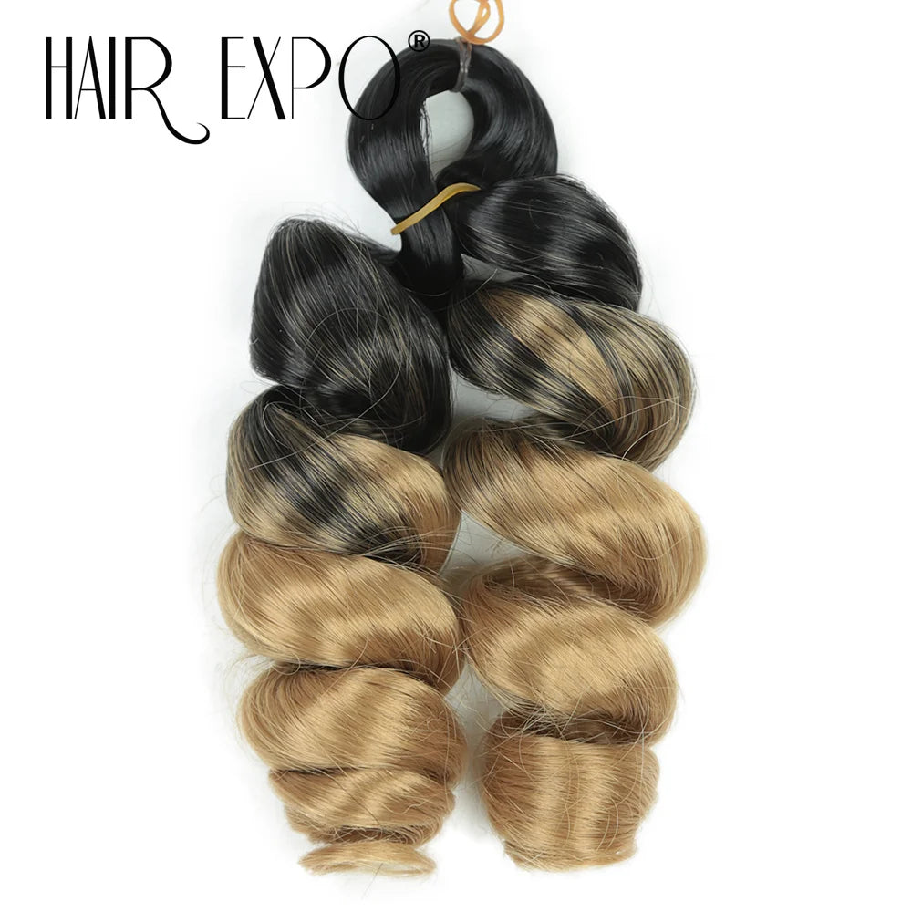 3PCS French Curls Braiding Hair Extensions Synthetic Loose Deep Wave Crochet Braids Pre Stretched Spiral Curly Hair for Women