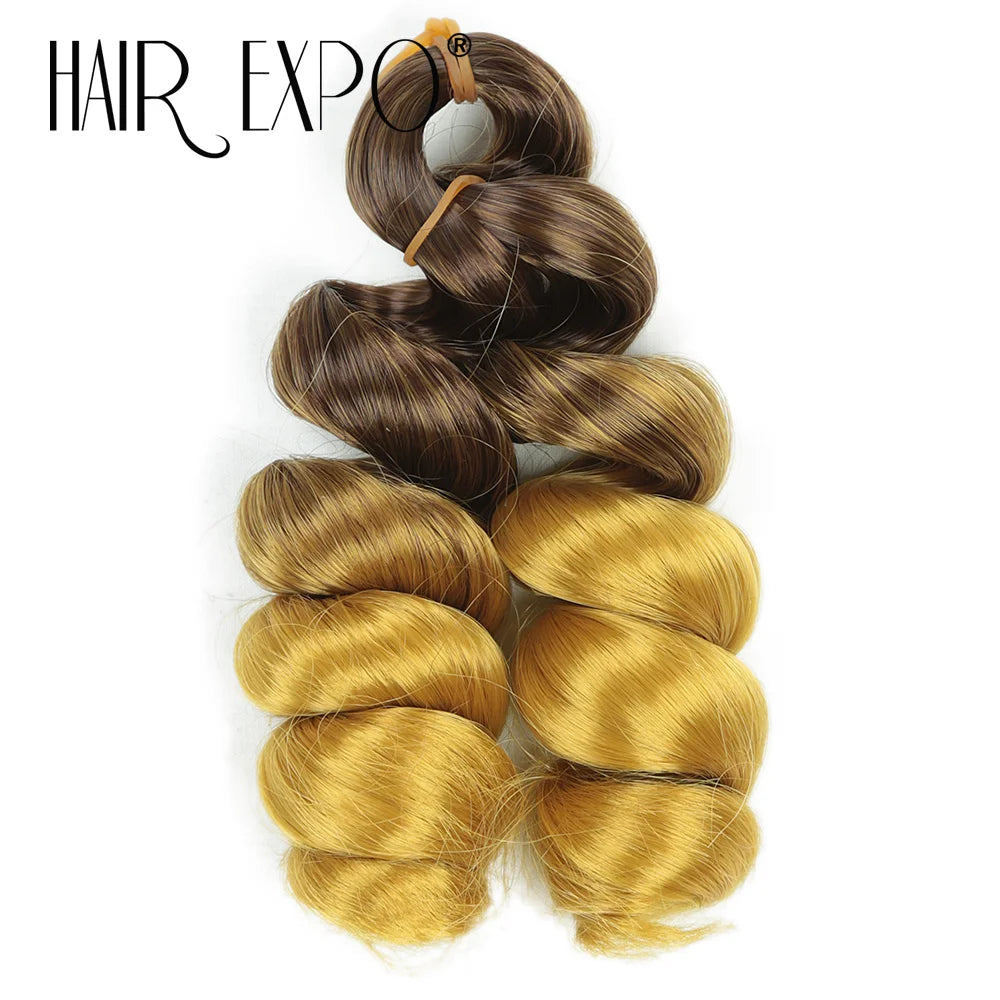 3PCS French Curls Braiding Hair Extensions Synthetic Loose Deep Wave Crochet Braids Pre Stretched Spiral Curly Hair for Women