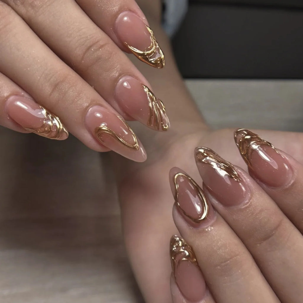 24pcs Pink Flower Almond Press on Nails Kawaii False Nails & More (36 Options) (B)
