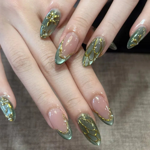 24pcs Glitter Cat Eye Fake Nails & More (25 Options) (C)